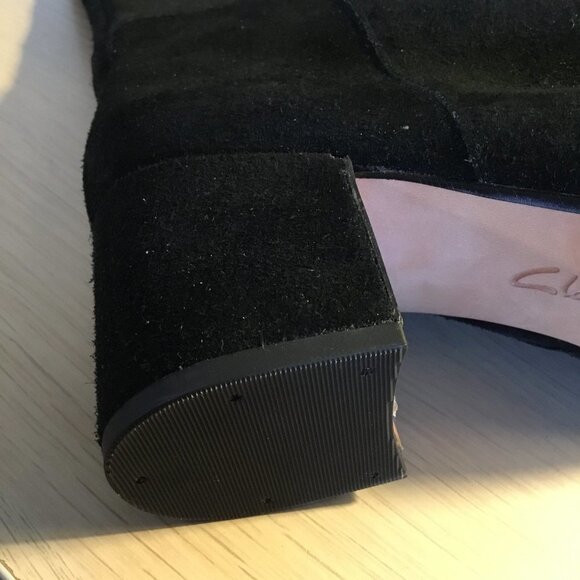 Clark's Black Suede Barley Ray Over Knee Boots Size 6M - Picture 3 of 4